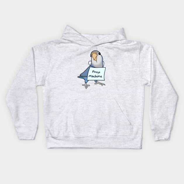 Grey Blue Lovebird - Poop Machine Kids Hoodie by FandomizedRose